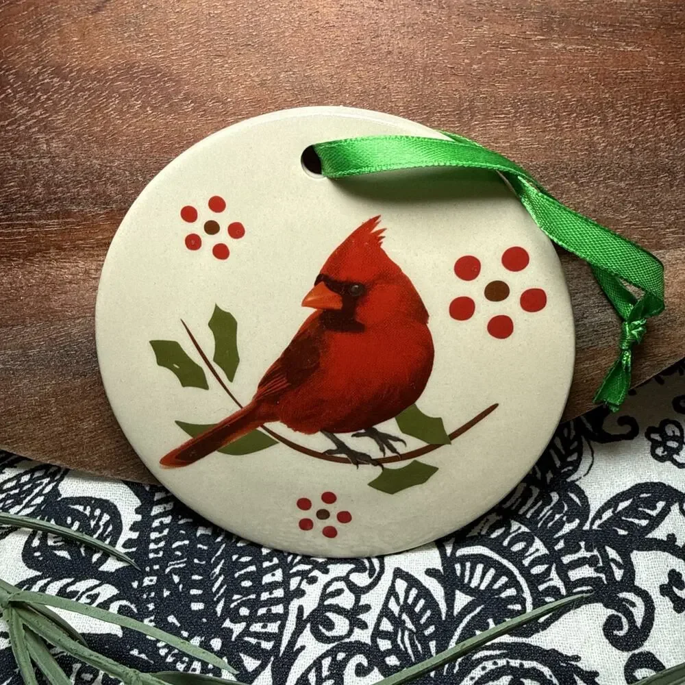 Temp-Tations by Tara Ceramic Round Christmas Ornament Cardinal Mug Lid 4